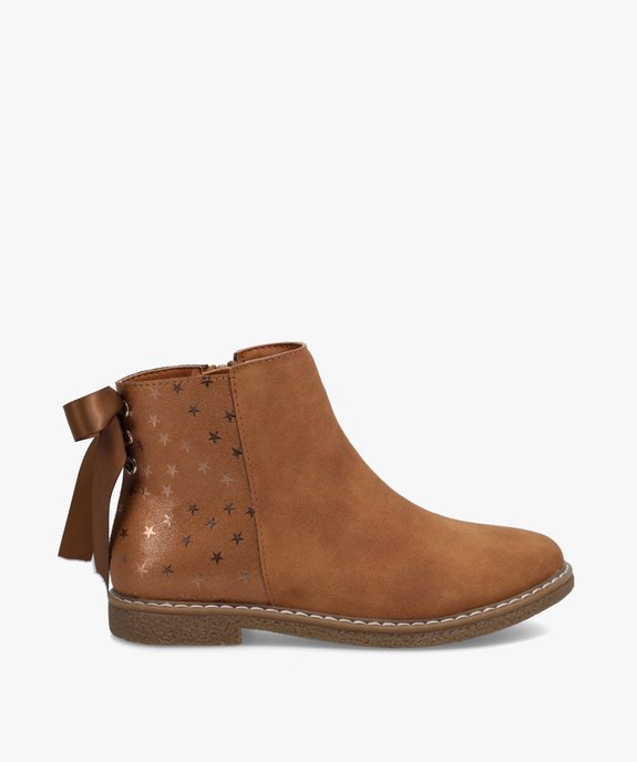 Boots fille en suédine motifs étoiles et ruban décoratif vue1 - GEMO (ENFANT) - GEMO