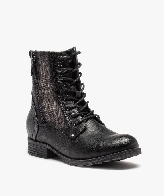 Bottillons femme bimatières à lacets et talon plat vue2 - GEMO (CASUAL) - GEMO