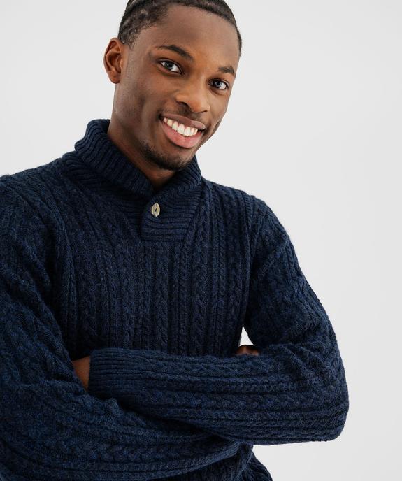 Pull col châle à torsades homme vue2 - GEMO (HOMME) - GEMO