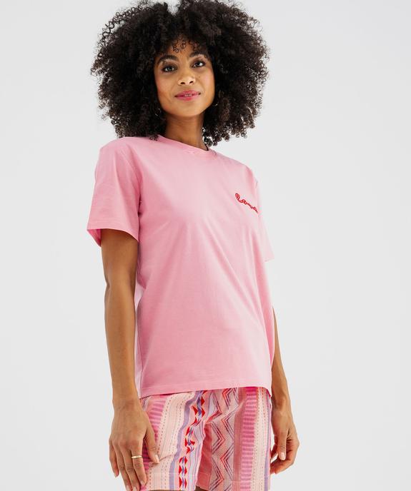 Tee-shirt manches courtes avec broderie Love femme vue2 - GEMO(FEMME PAP) - GEMO