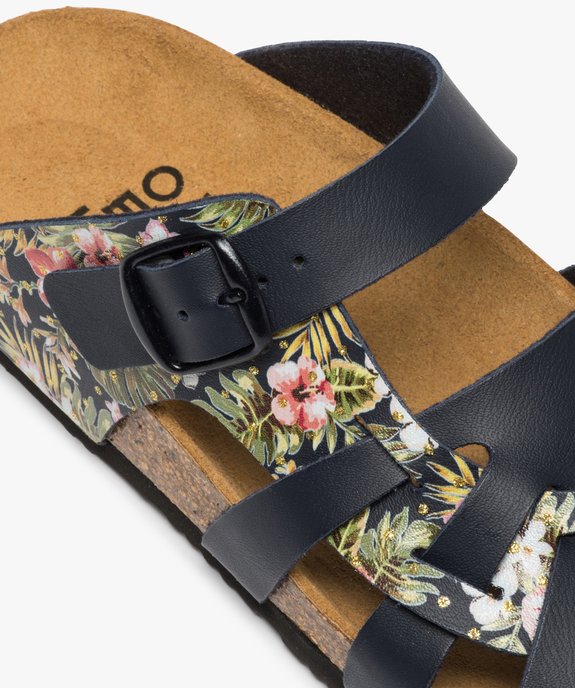 Sandales femme mules à larges brides unies et fleuries vue6 - GEMO (CASUAL) - GEMO