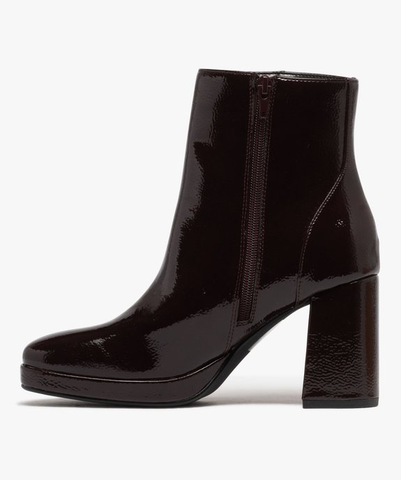 Boots femme à talon flare et bout carré dessus vernis vue3 - FOLLOW ME G4G - GEMO