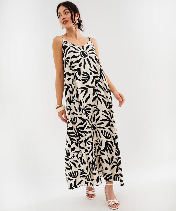 Robe longue et fluide à fines bretelles imprimée femme vue1 - GEMO 4G FEMME - GEMO