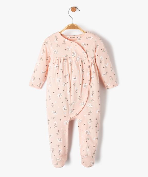 Pyjama bébé fille à motifs fleuris fermeture sur l’avant vue1 - GEMO(BB COUCHE) - GEMO