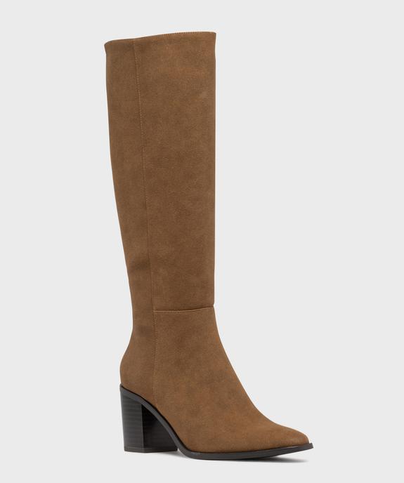 Bottes à talon en suédine femme vue2 - FOLLOW ME - GEMO