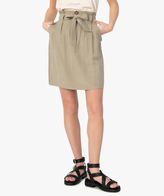 Jupe femme en toile avec ceinture à nouer vue1 - GEMO(FEMME PAP) - GEMO