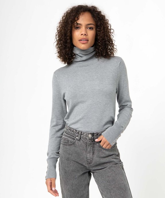 Pull femme en maille fine à col roulé vue2 - GEMO 4G FEMME - GEMO