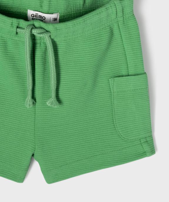 Short en maille côtelée avec taille ajustable bébé garçon vue2 - GEMO 4G BEBE - GEMO