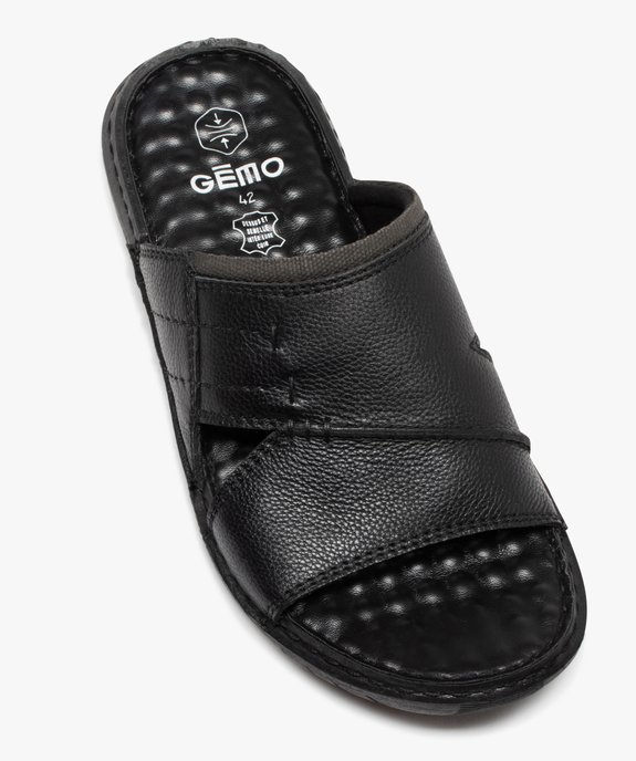 Mules homme dessus en cuir uni à semelle confort vue5 - GEMO (CASUAL) - GEMO