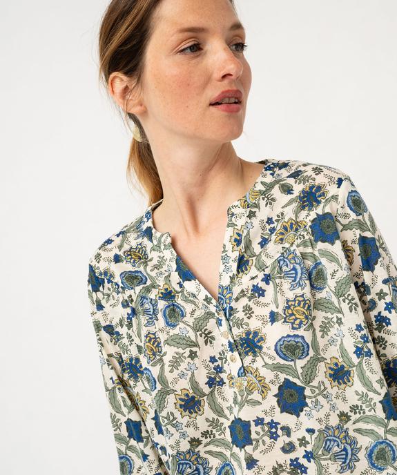 Tee-shirt à manches longues imprimé avec col boutonné femme vue2 - GEMO 4G FEMME - GEMO