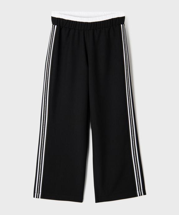 Pantalon large avec bandes rayées sur les côtés fille vue1 - GEMO (ENFANT) - GEMO