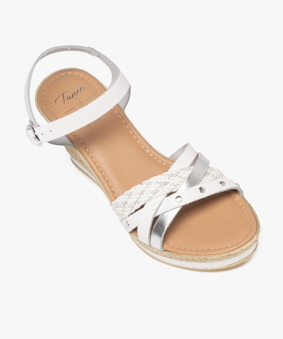 Sandales à brides en cuir sur semelle compensée femme - Tanéo vue5 - TANEO - GEMO