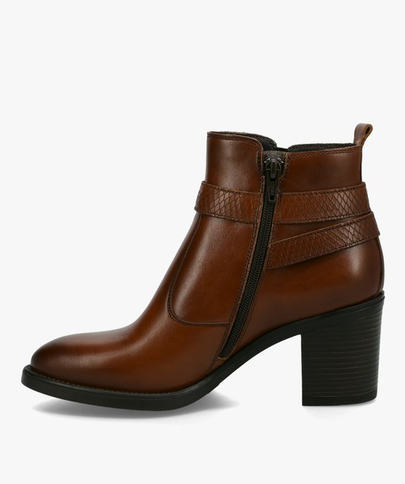 Boots femme à talon dessus cuir et bride fantaisie - Tanéo vue3 - TANEO - GEMO