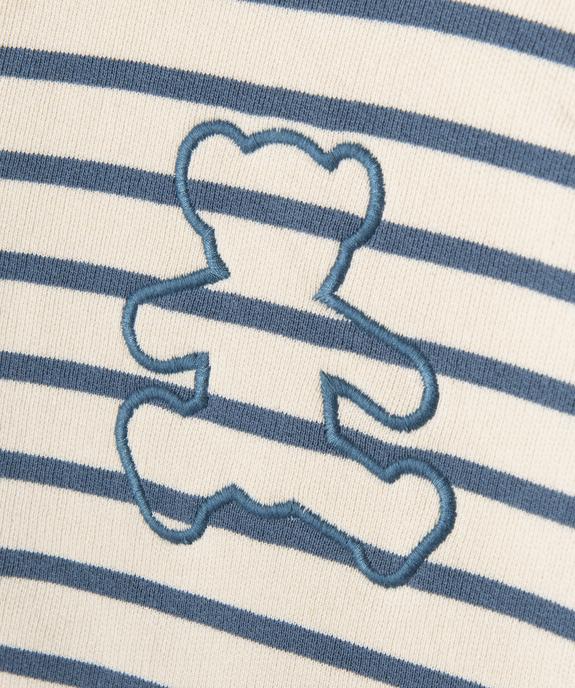 Sweat à rayures et motif ourson fermeture dos bébé garçon - LuluCastagnette vue2 - LULU CASTAGNETTE GEMO FOR GOOD - GEMO
