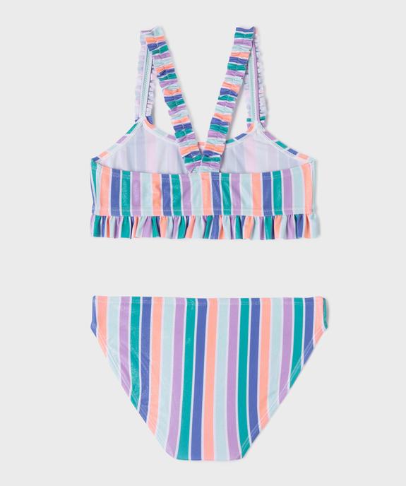 Maillot de bain 2 pièces à rayures, paillettes et volants fille vue3 - GEMO (ENFANT) - GEMO