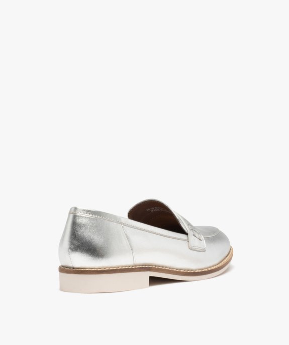 Mocassins femme dessus cuir métallisé - Tanéo vue4 - TANEO - GEMO