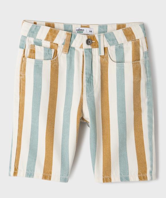 Bermuda skater en coton délavé et rayé garçon vue2 - GEMO 4G GARCON - GEMO