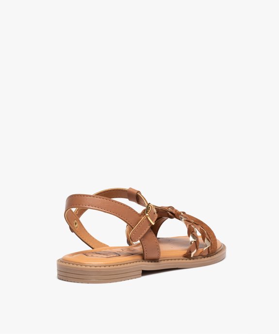 Sandales fille plates à brides en cuir contrastées vue4 - TANEO - GEMO