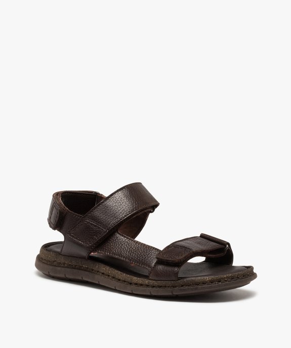 Sandales homme confort à brides scratch en cuir vue2 - ZEN AIR - GEMO