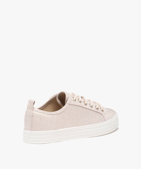 Baskets en toile à lacets avec épaisse semelle femme vue4 - FOLLOW ME G4G - GEMO