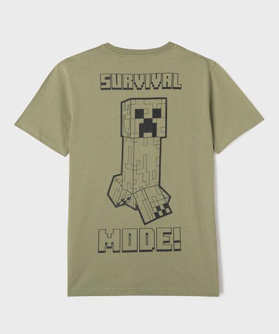Tee-shirt manches courtes en jersey de coton imprimé devant et dos garçon - Minecraft vue3 - MINECRAFT - GEMO