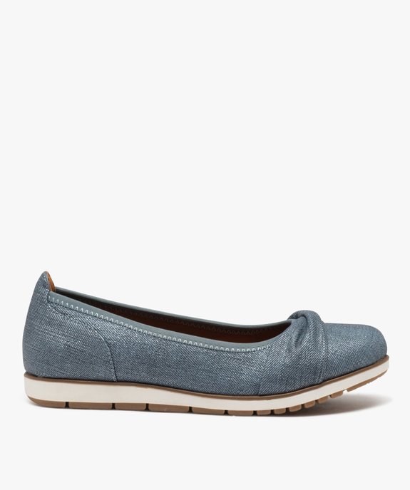 Ballerines femme confort unies effet drapé en denim  vue1 - GEMO (CONFORT) - GEMO