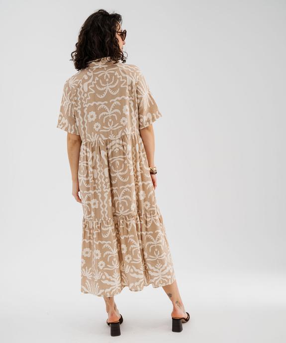 Robe longue et fluide à manches courtes imprimée femme vue3 - GEMO 4G FEMME - GEMO