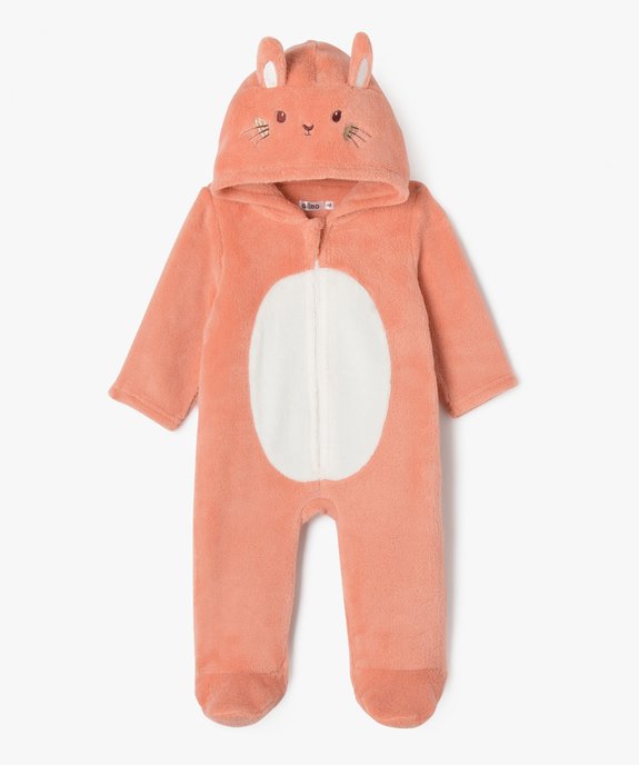Surpyjama à capuche en maille peluche motif lapin bébé vue1 - GEMO(BB COUCHE) - GEMO