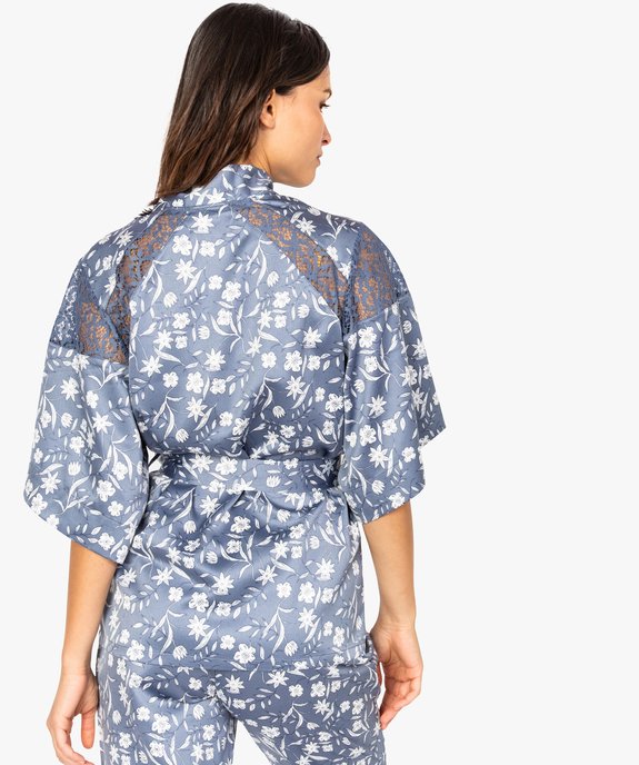 Kimono fleuri à empiècements dentelle vue3 - GEMO(HOMWR FEM) - GEMO