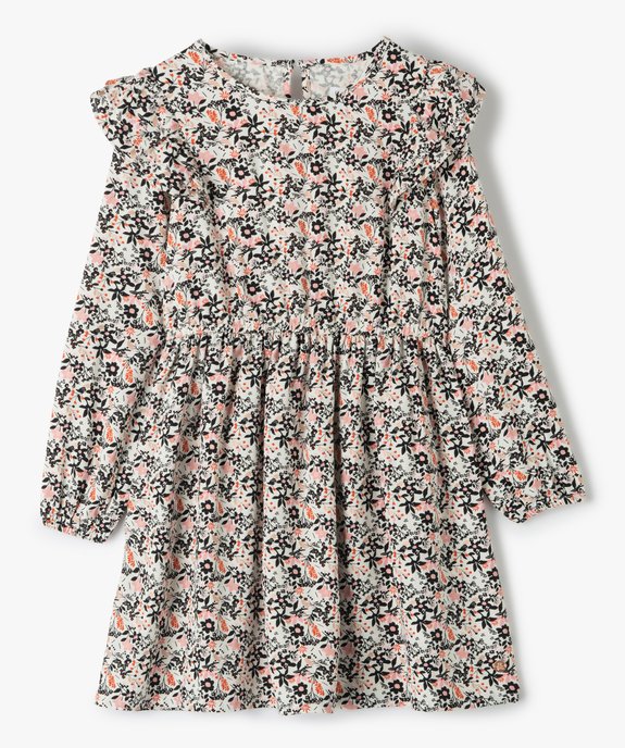 Robe fille fleurie à manches longues et volants - LuluCastagnette vue2 - LULUCASTAGNETTE - GEMO
