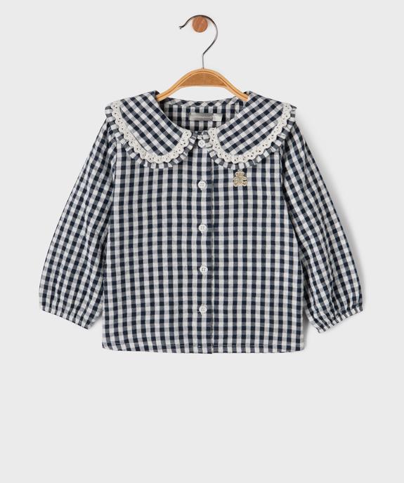 Blouse manches longues en coton vichy et col Claudine bébé fille - LuluCastagnette vue1 - LULUCASTAGNETTE - GEMO