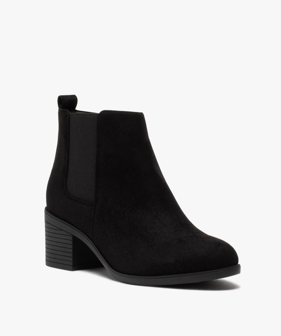 Boots femme à talon carré en suédine unie vue2 - GEMO(URBAIN) - GEMO