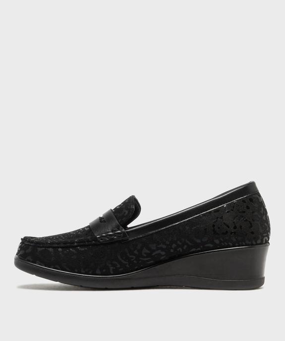 Mocassins confort en suédine à talon compensé femme - g'flex vue3 - G'FLEX - GEMO