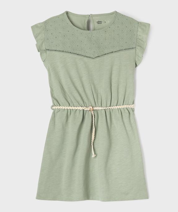 Robe fille en maille avec buste brodé et manches à volants vue1 - GEMO 4G FILLE - GEMO
