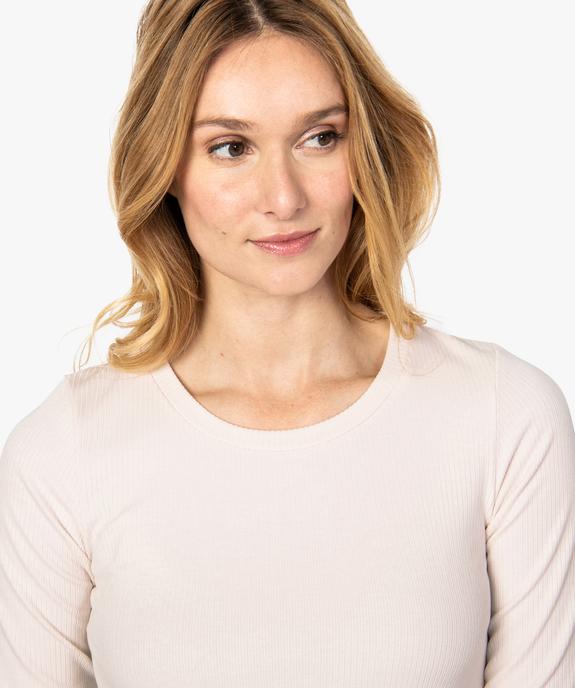 Tee-shirt femme en maille côtelée à manches longues vue2 - FOLLOW ME - GEMO