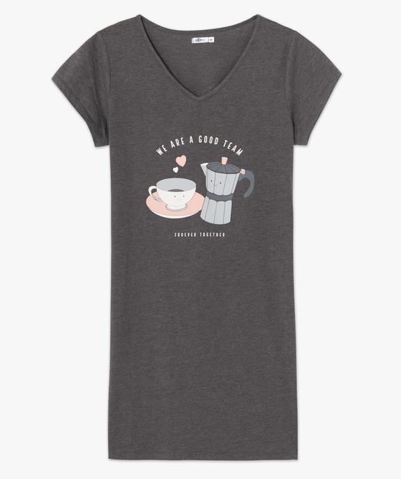 Chemise de nuit imprimée à manches courtes femme vue4 - GEMO 4G FEMME - GEMO