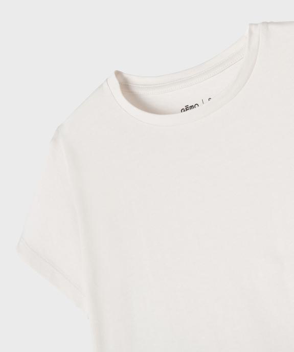 Tee-shirt manches courtes uni en coton épais fille vue2 - GEMO (ENFANT) - GEMO