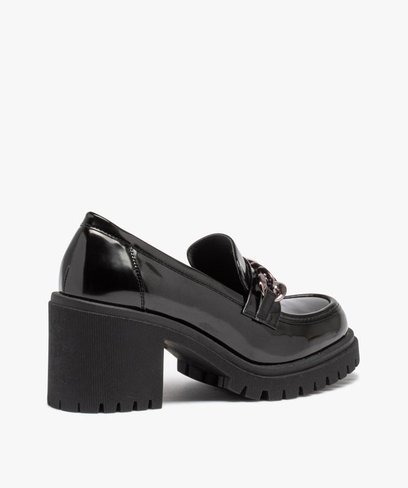 Mocassins femme unis dessus vernis avec talon carré et semelle cranté vue4 - GEMO(URBAIN) - GEMO