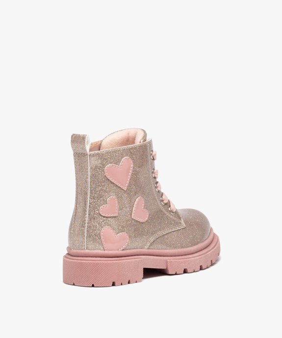 Boots fille à semelle crantée paillettes et à zip  vue4 - GEMO (ENFANT) - GEMO