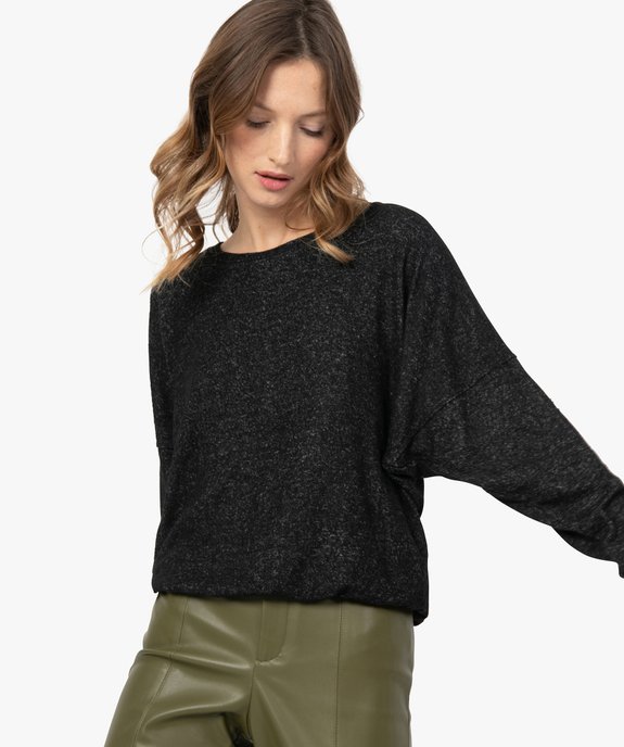 Tee-shirt femme à manches longues en maille vue1 - GEMO(FEMME PAP) - GEMO