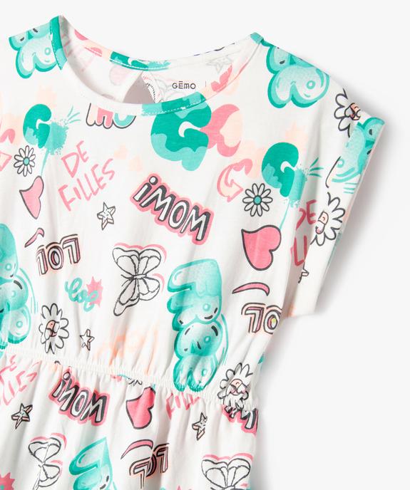 Robe à manches courtes en coton avec motif sur le buste fille vue2 - GEMO 4G FILLE - GEMO