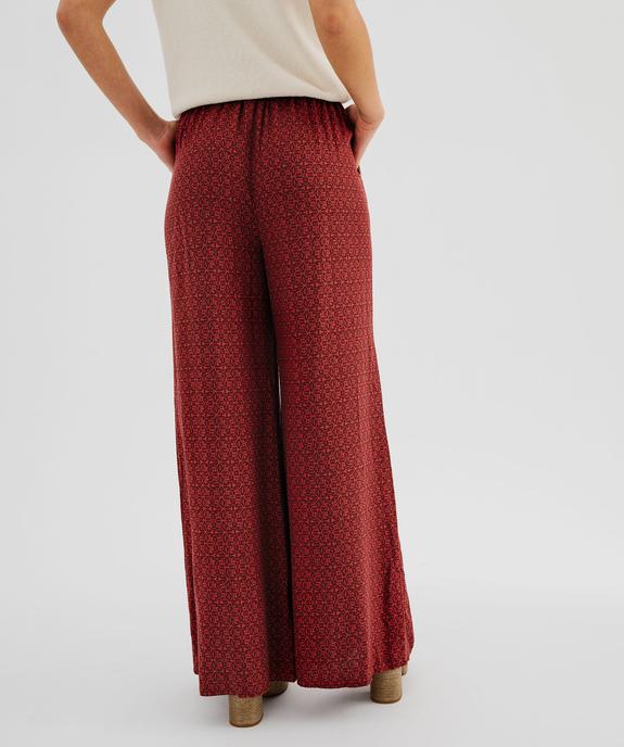 Pantalon large et fluide à taille haute ceinturée femme vue4 - GEMO 4G FEMME - GEMO