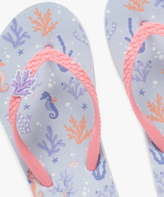 Tongs à motifs marins et brides écailles fille vue3 - GEMO (PLAGE) - GEMO