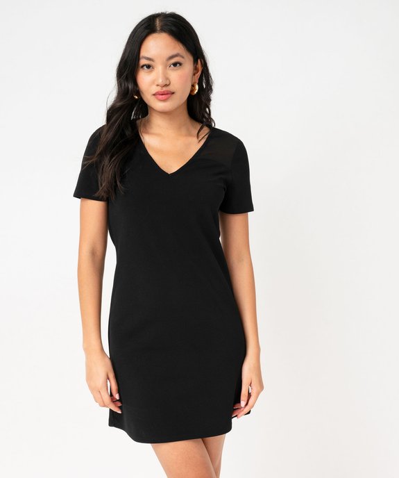 Robe à manches courtes avec voile sur les épaules femme vue1 - GEMO(FEMME PAP) - GEMO