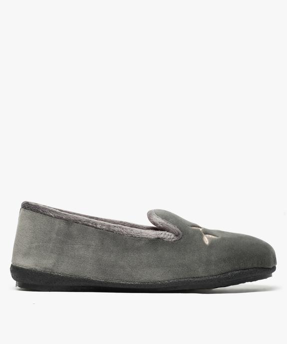 Chaussons femme charentaises en velours avec broderie fleurie vue1 - GEMO(HOMWR FEM) - GEMO