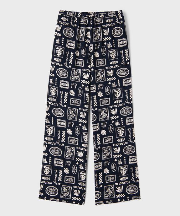 Pantalon large et fluide imprimé fille vue3 - GEMO (JUNIOR) - GEMO