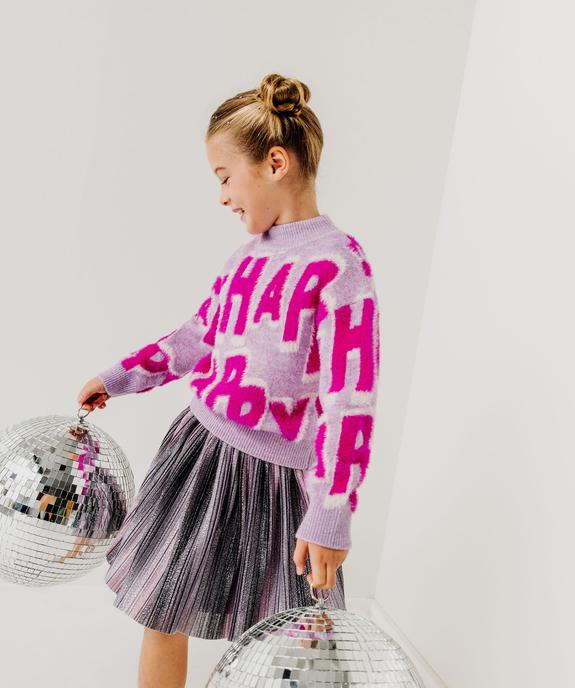 Pull en maille  avec inscriptions fille vue1 - GEMO (ENFANT) - GEMO