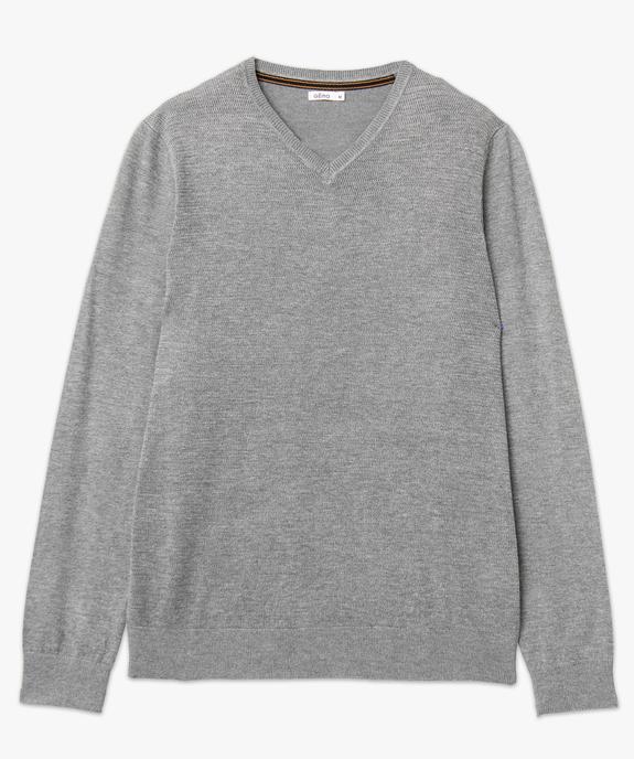 Pull fin avec col V et maille fantaisie homme vue4 - GEMO 4G HOMME - GEMO