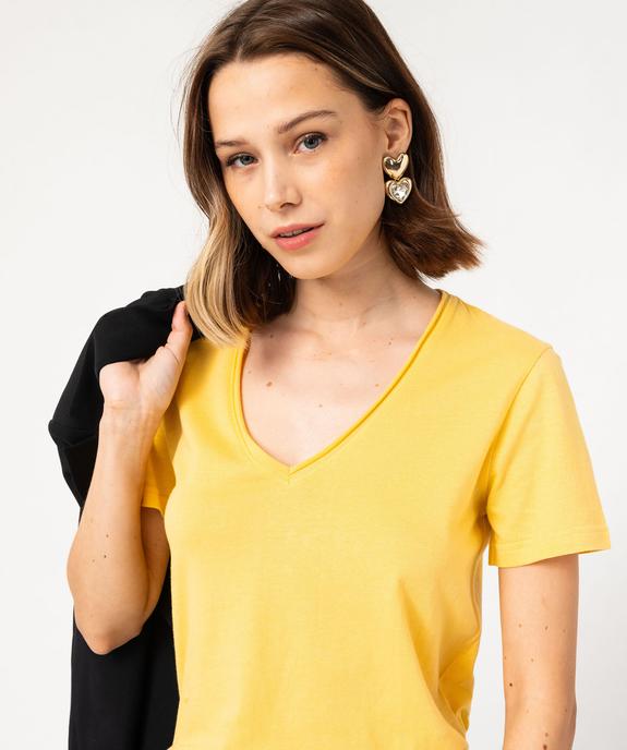 Tee-shirt à manches courtes avec col V roulotté femme vue5 - GEMO(FEMME PAP) - GEMO