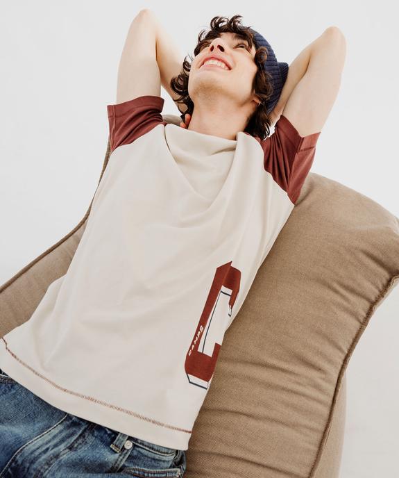 Tee-shirt manches courtes raglan contrastantes homme - Camps United vue5 - CAMPS GEMO FOR GOOD - GEMO